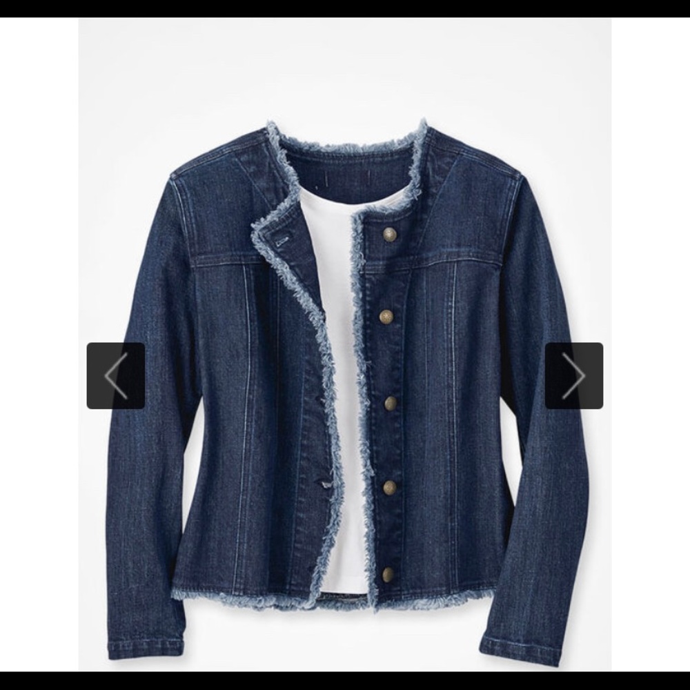 Coldwater creek frayed edge denim jacket xl